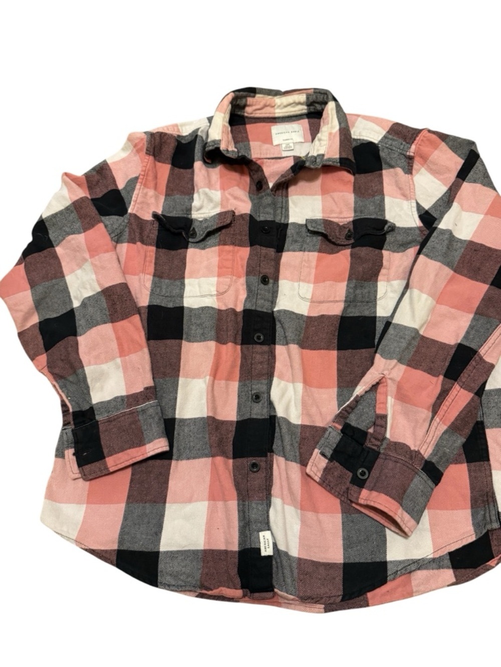 American Eagle Women’s Classic flannel plaid shirt size L - Picture 2 of 6